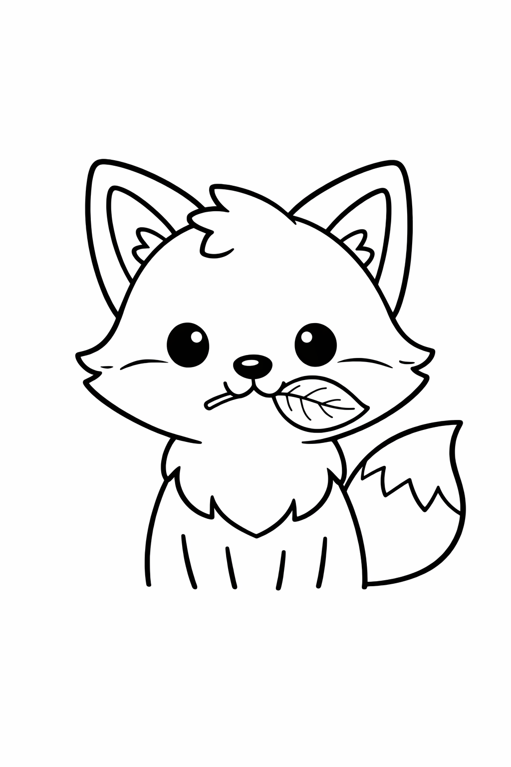 A cute fox carrying a small leaf in its mouth.