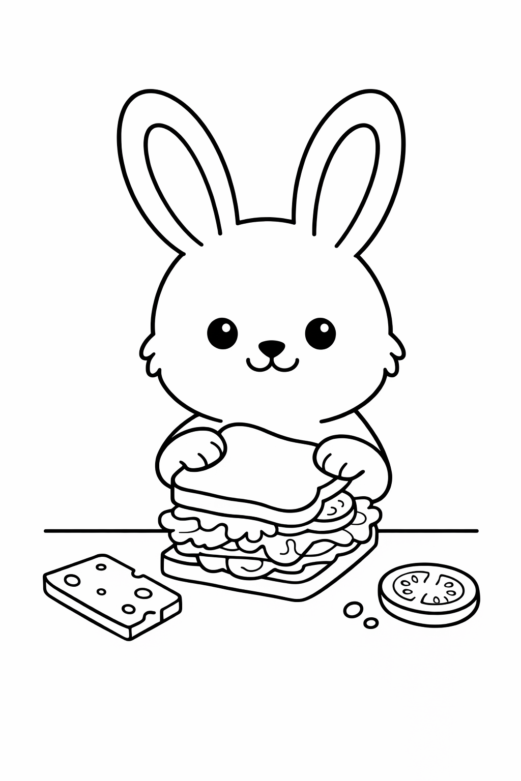Bunny making a sandwich