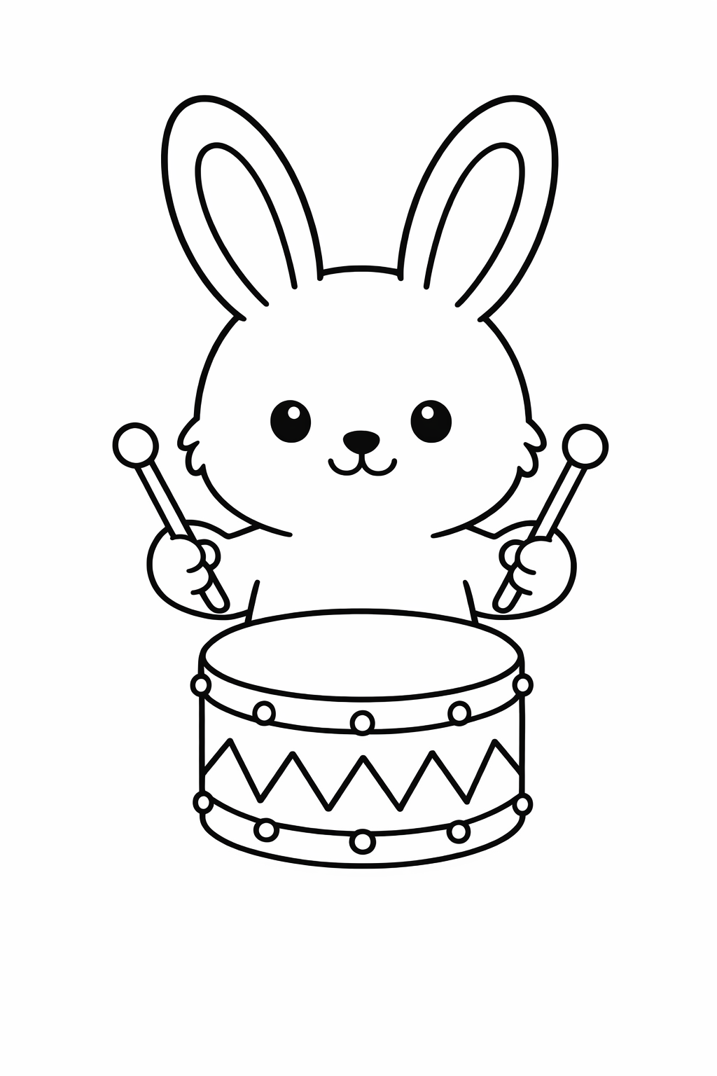 Bunny playing a drum