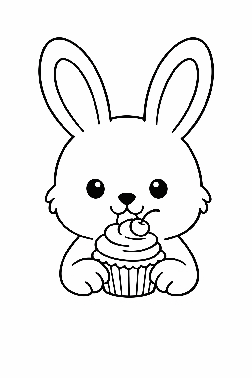 Bunny eating a cupcake