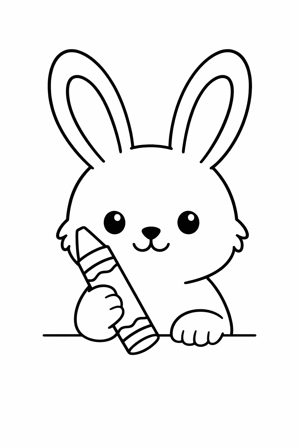 Bunny drawing with a crayon