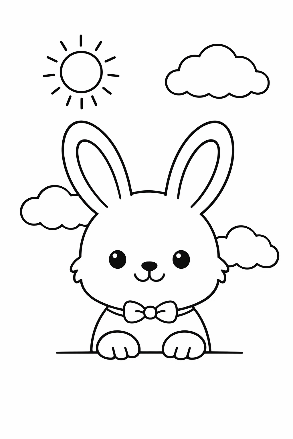 Bunny with a sun and clouds