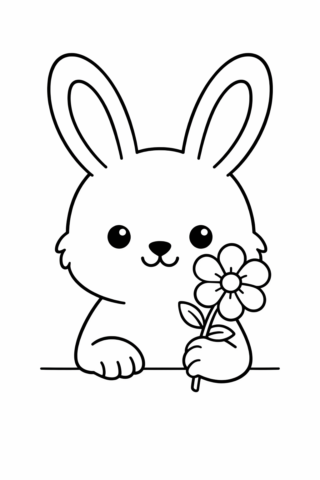 Bunny holding a flower