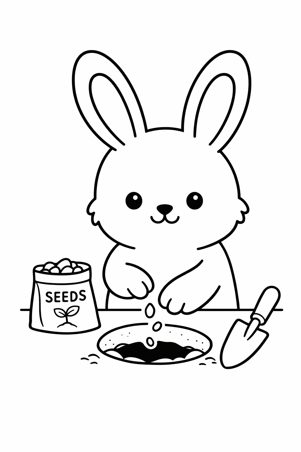 Bunny planting a seed