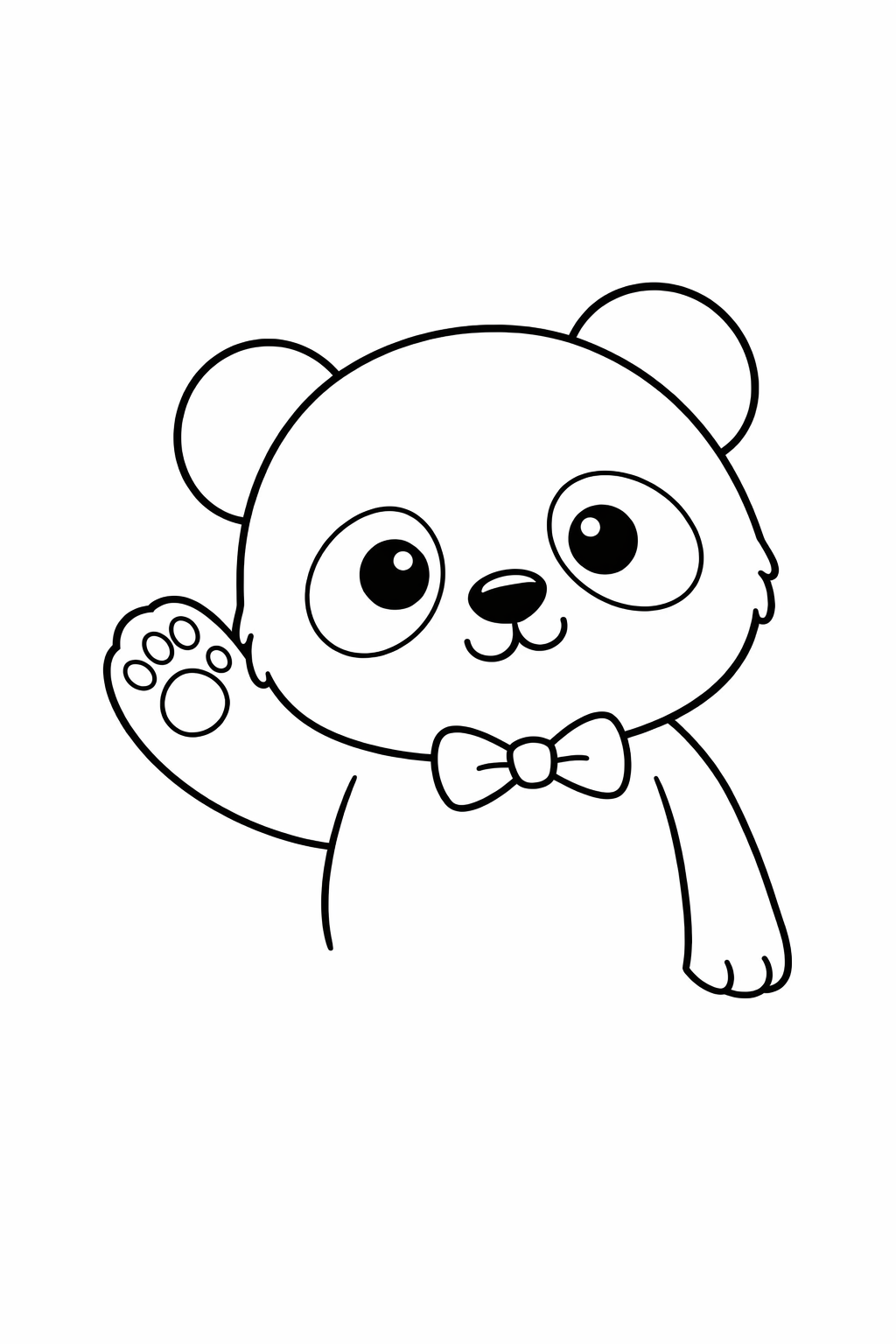 A baby panda waving one paw.