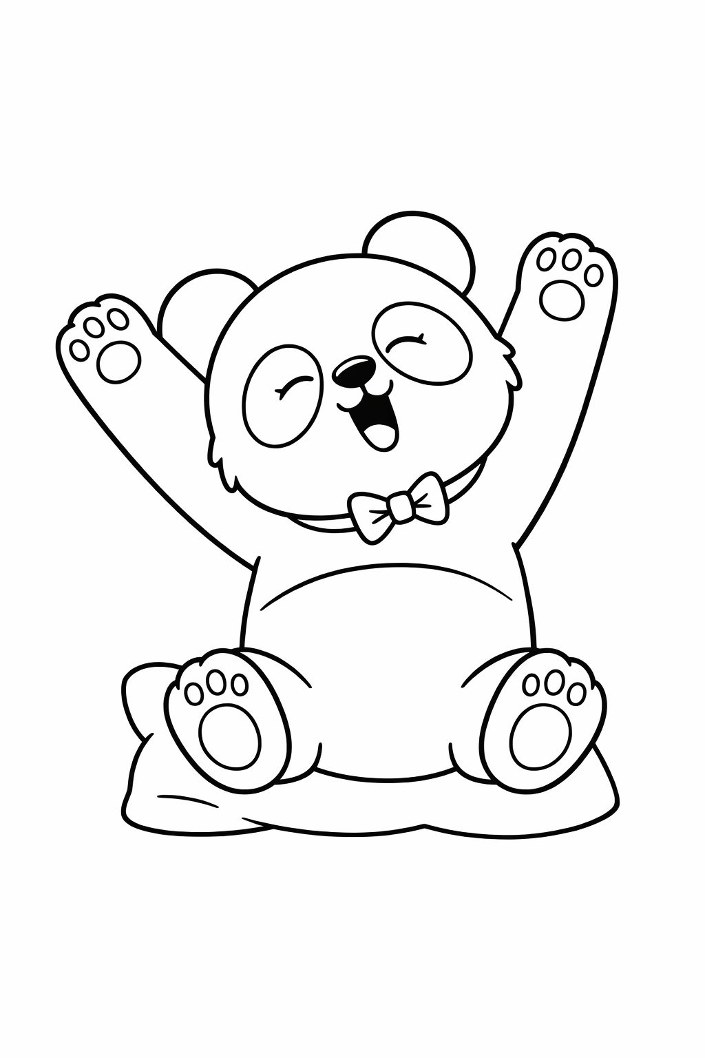 A baby panda stretching after a nap.