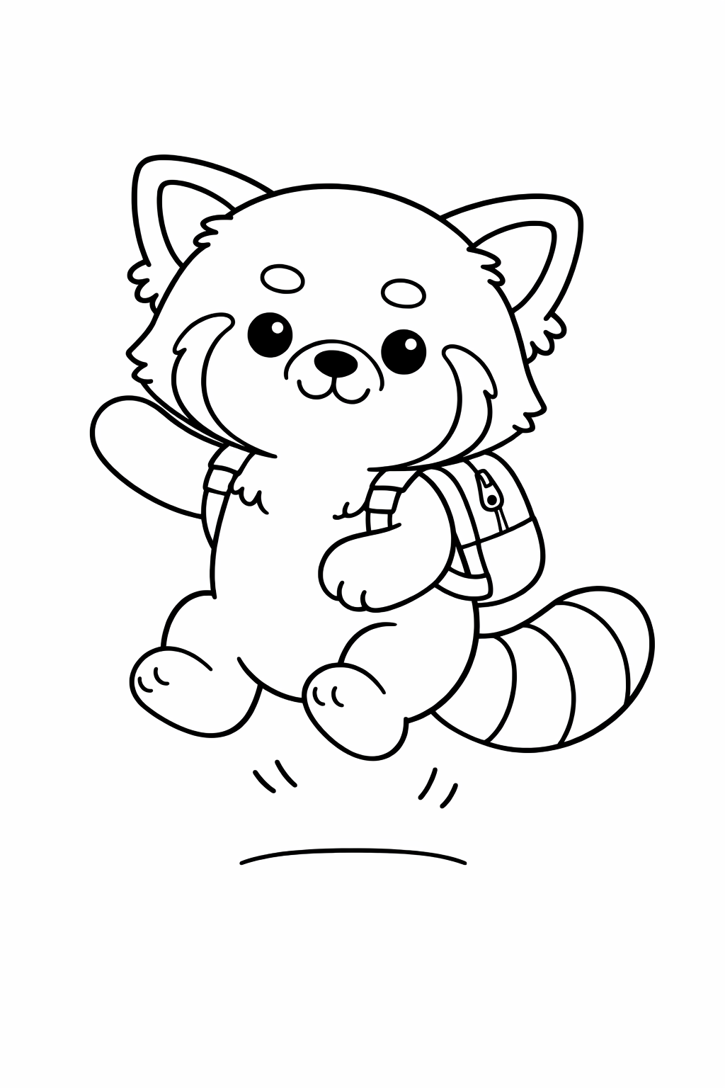 A cute red panda doing a tiny jump