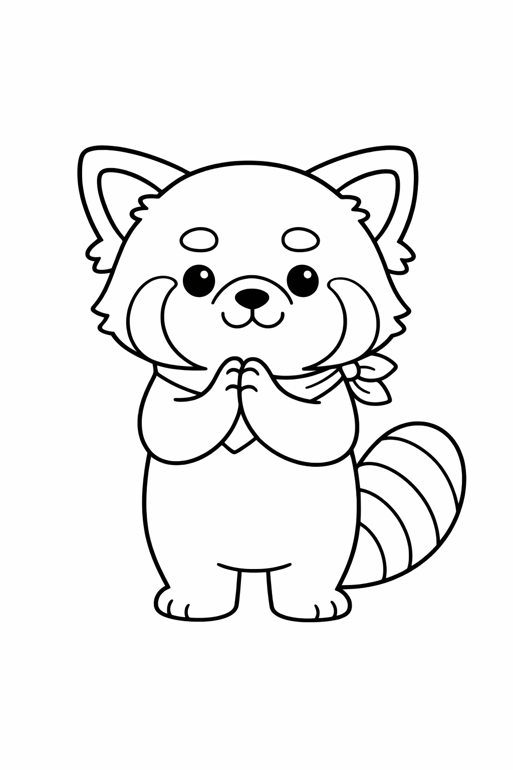 A cute red panda clapping its paws