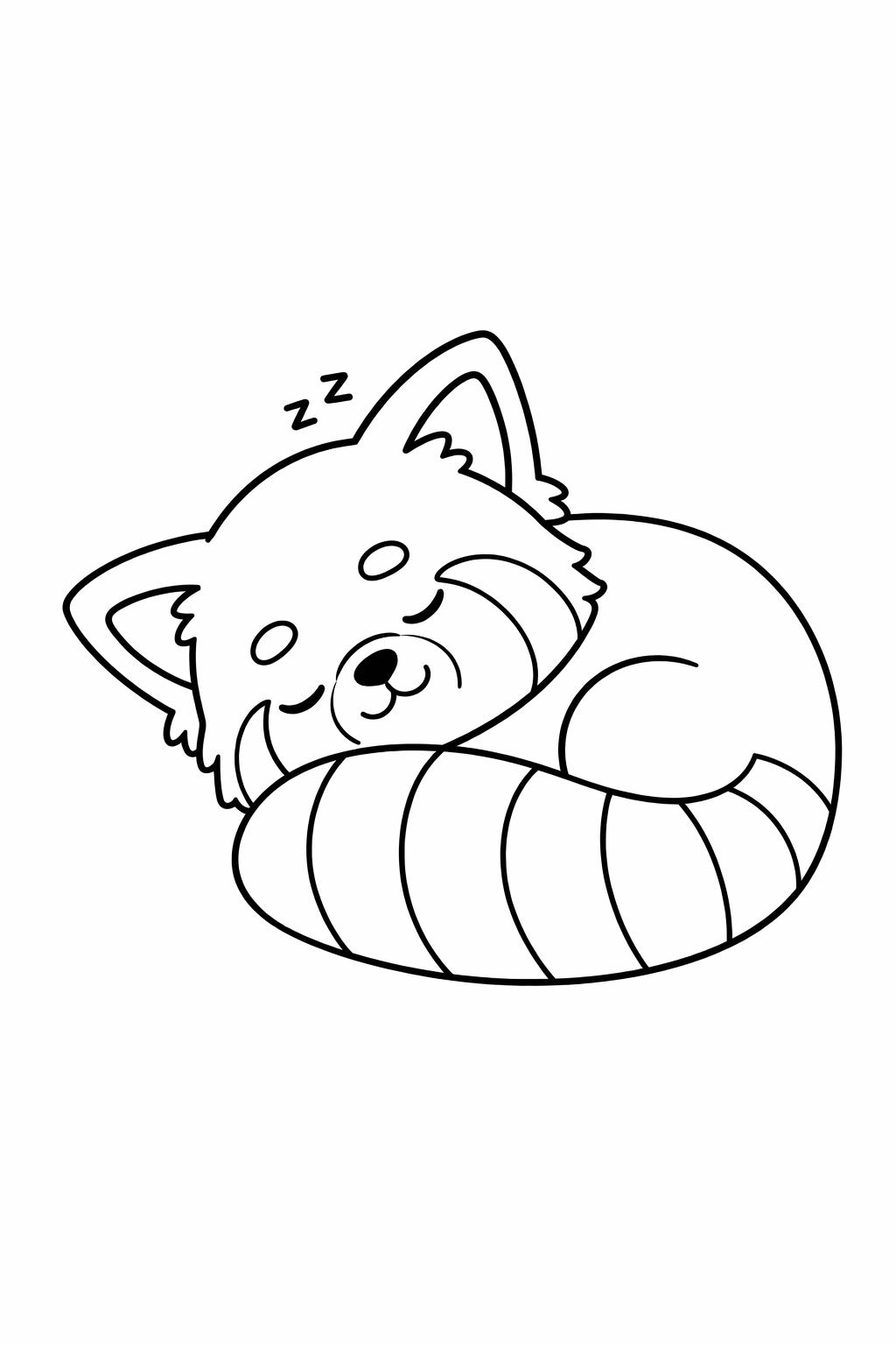 A cute red panda sleeping curled up