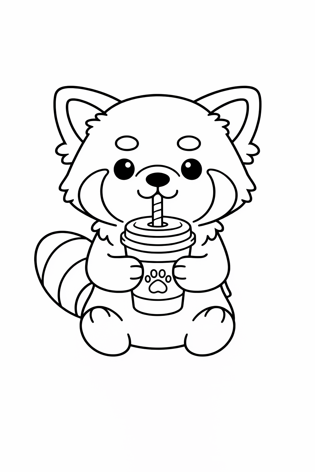 A cute red panda sipping from a cup