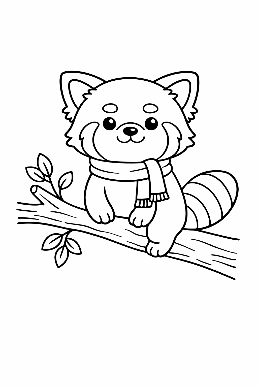 A cute red panda on a tree branch