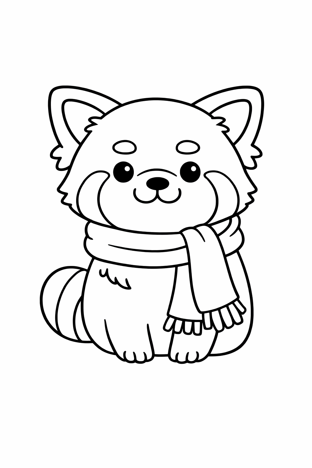 A cute red panda wearing a scarf