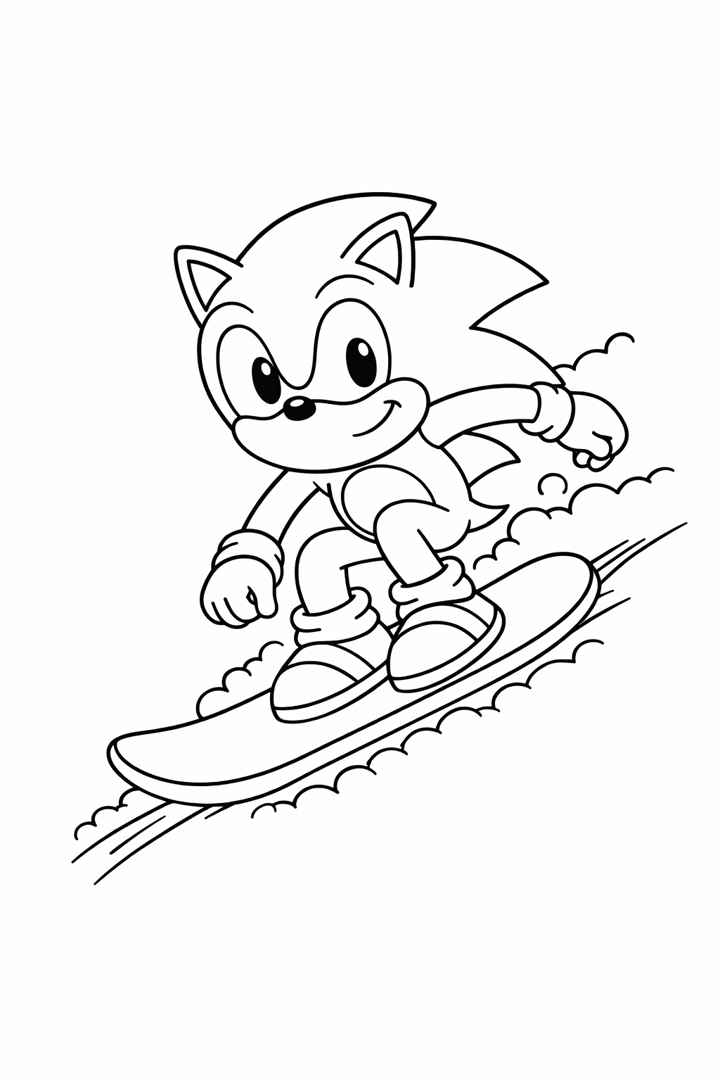Sonic snowboarding downhill
