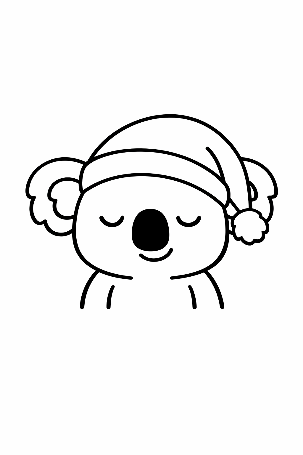 Koala wearing a simple sleep cap, eyes closed.