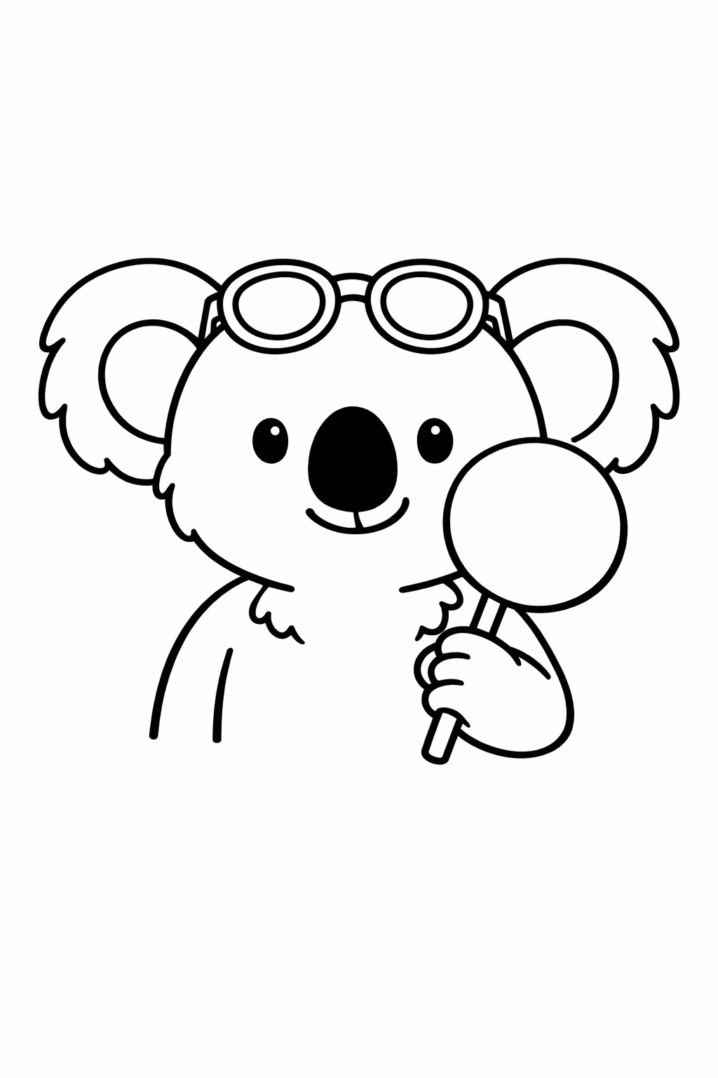 Koala holding a single big circle lollipop.