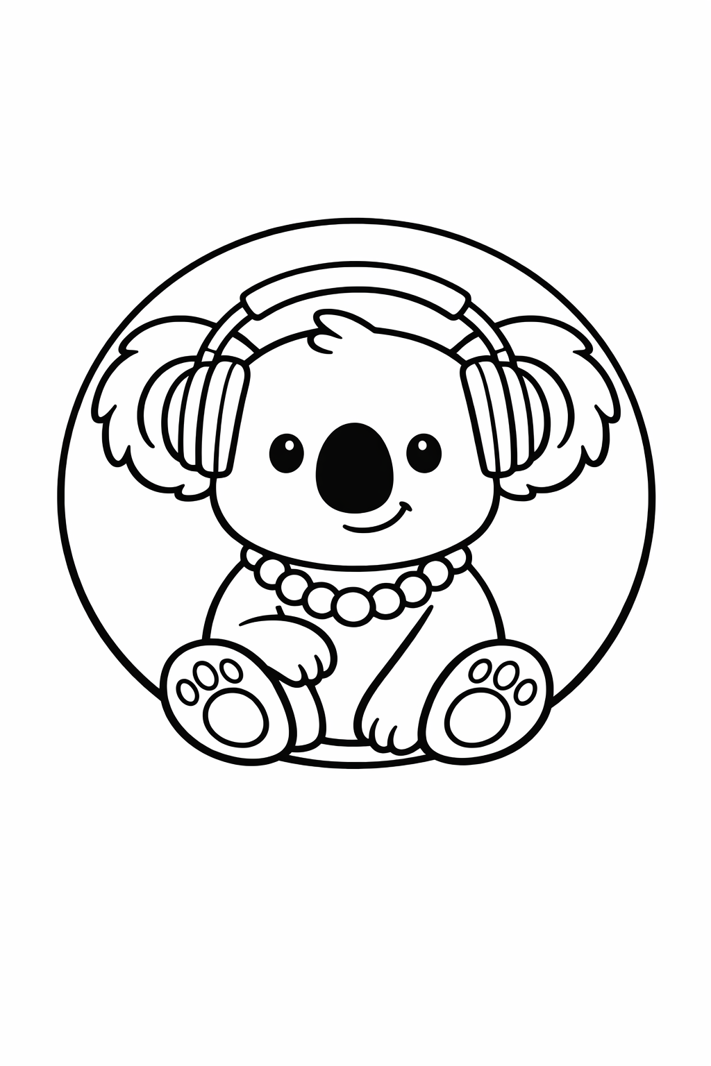 Koala sitting inside a big circle frame.