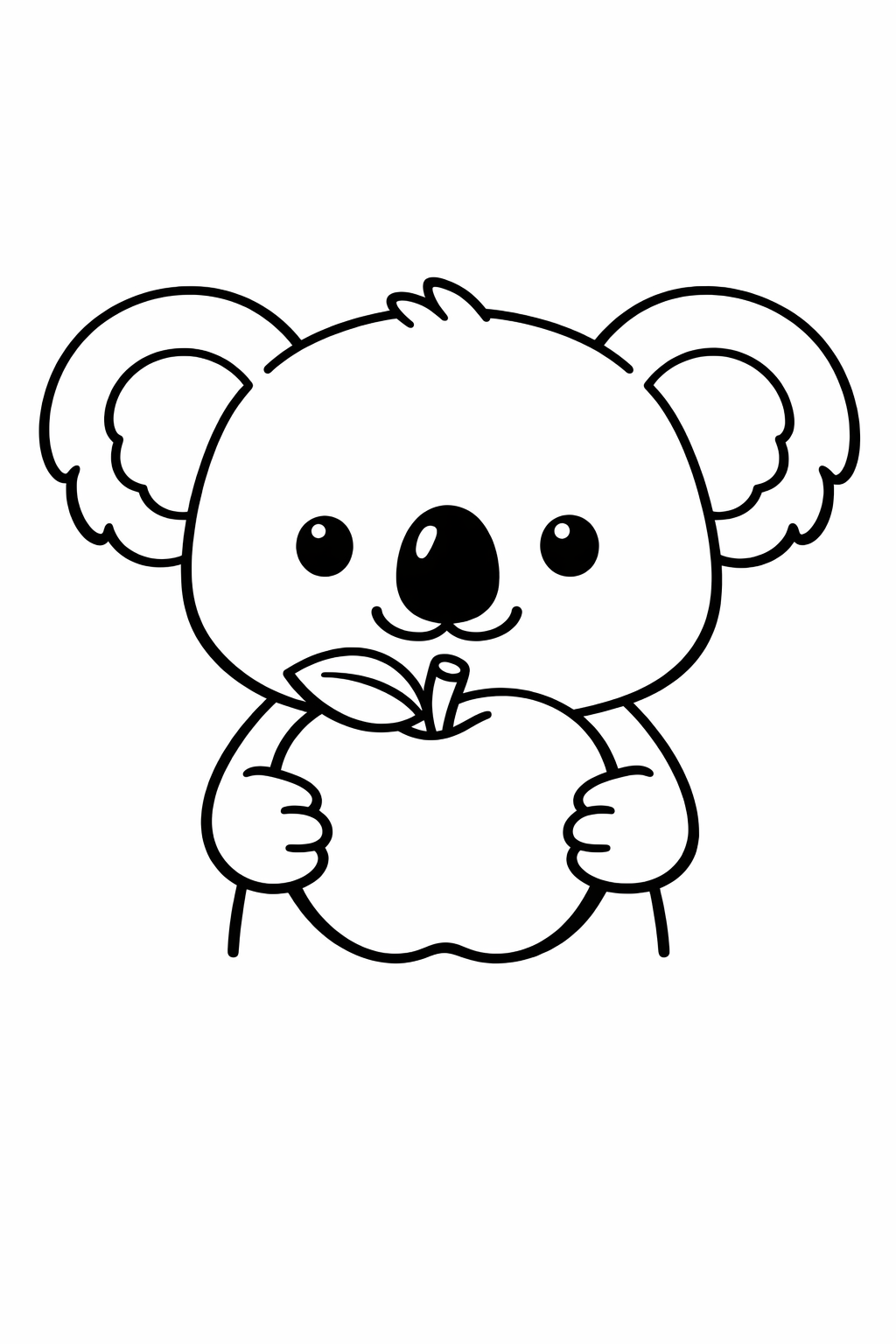 Koala holding a single big apple.