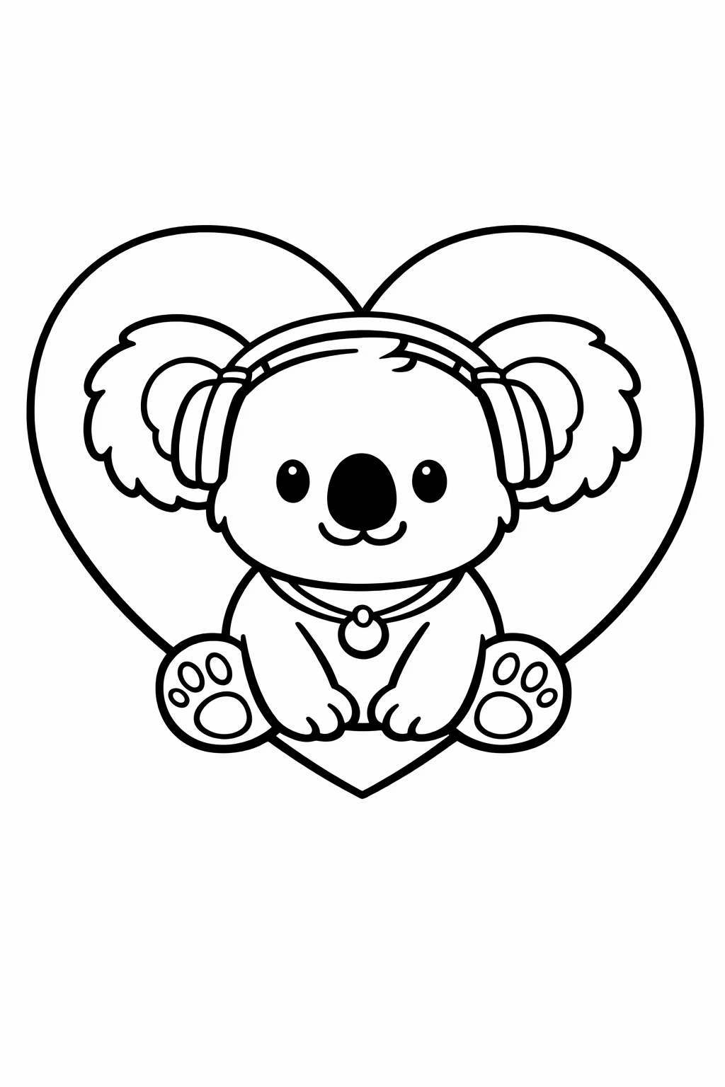 Koala sitting inside a heart frame.