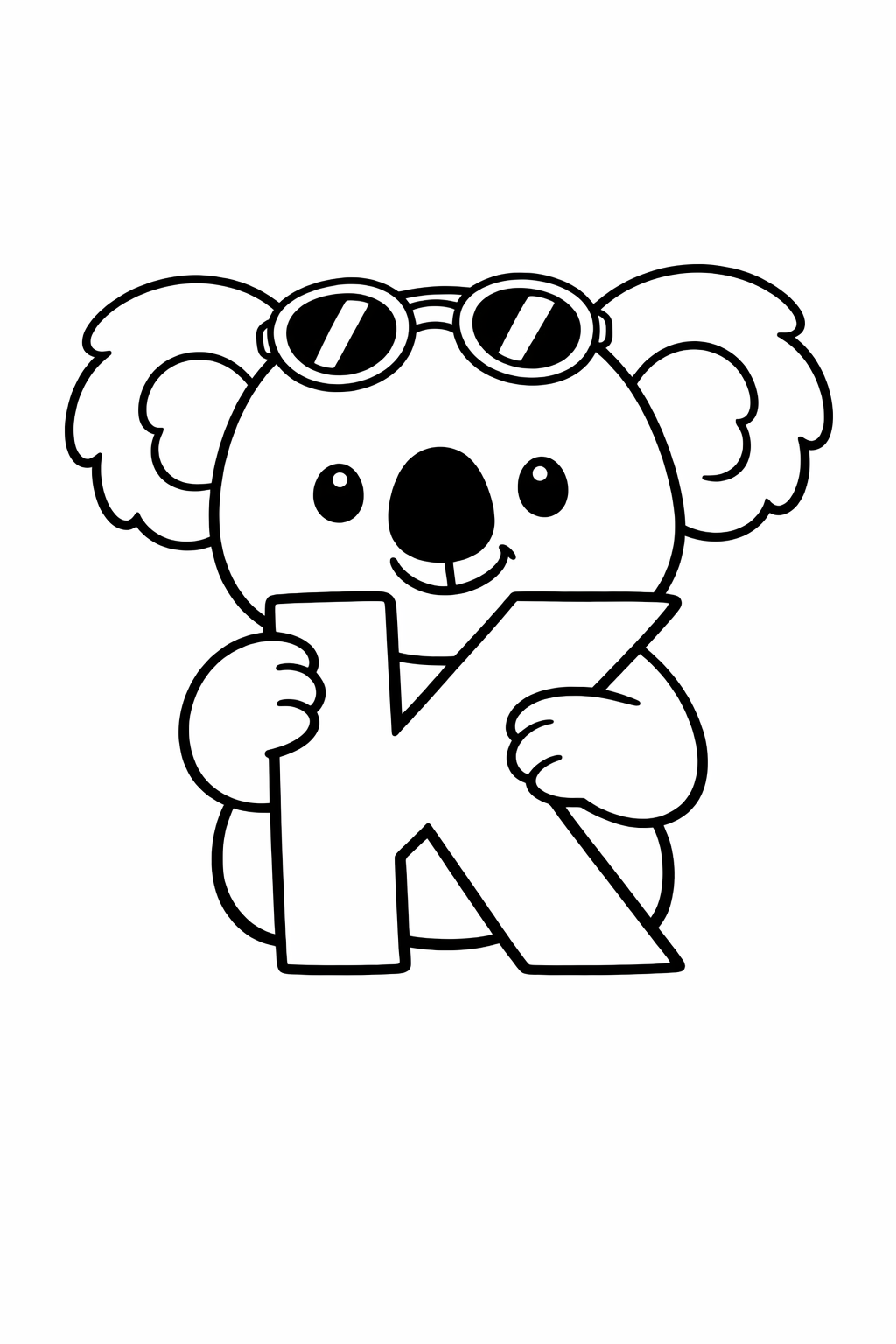 Koala holding a big letter K.
