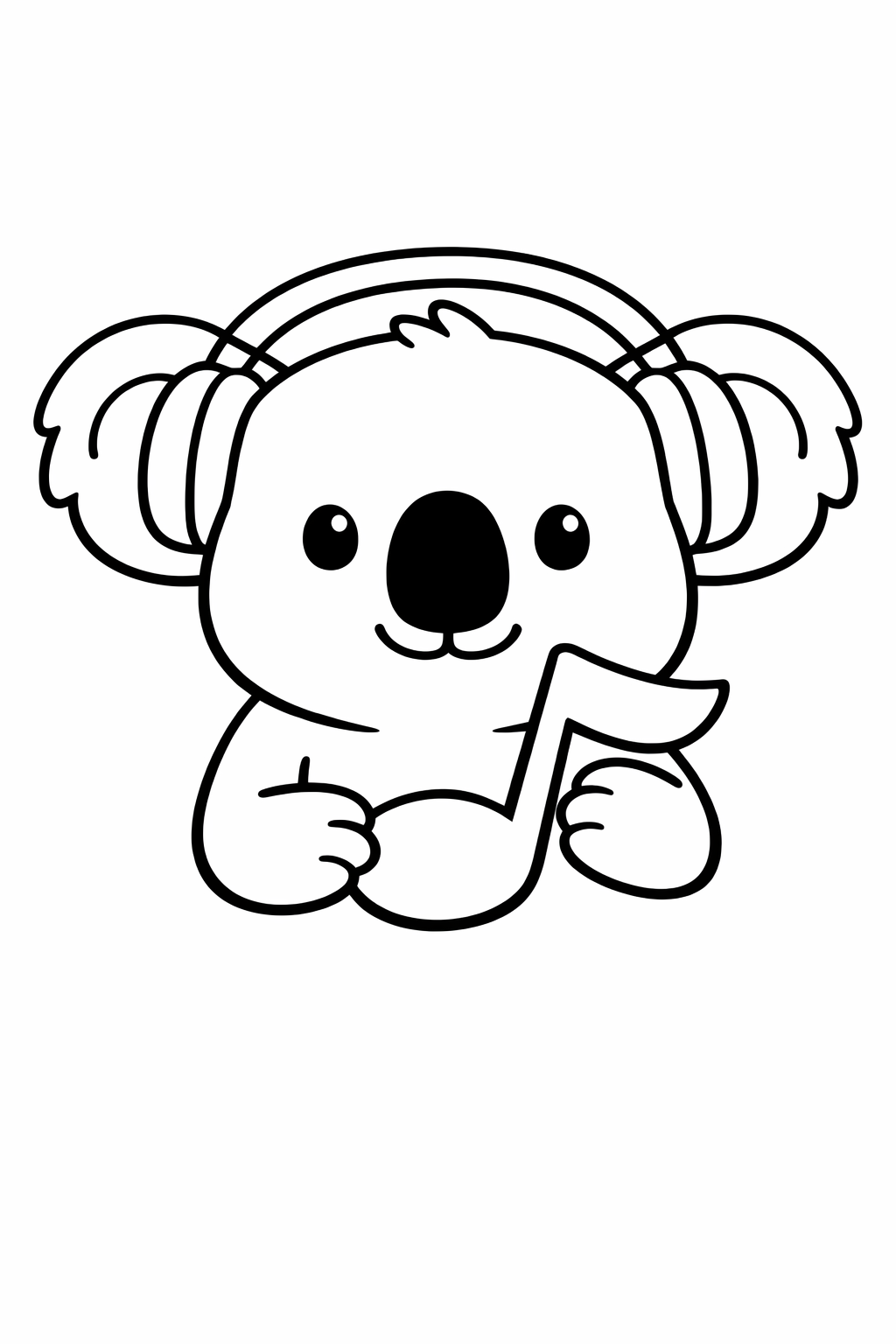 Koala holding a simple music note.