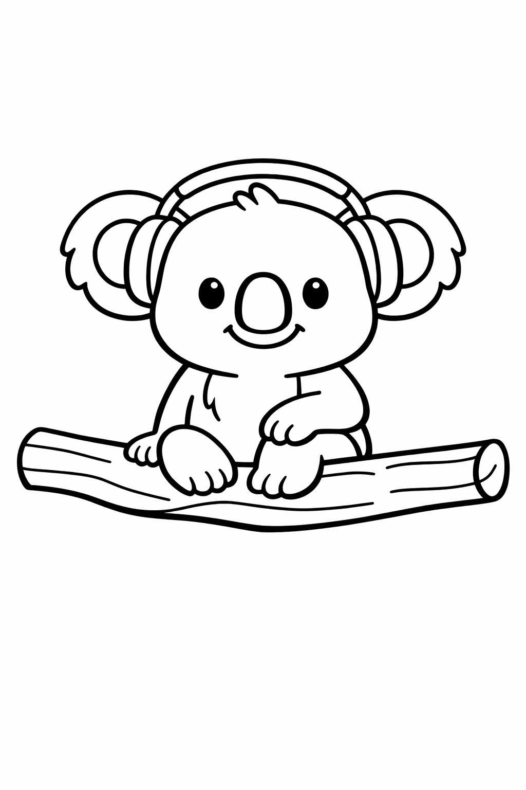 Koala sitting on a wide branch with no leaves.