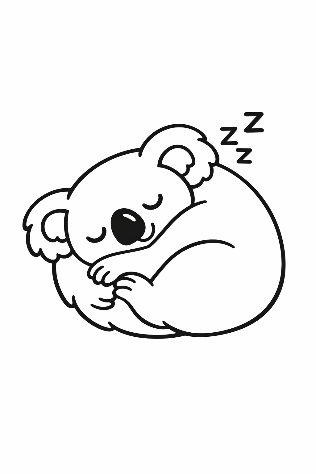 Koala sleeping curled up like a soft ball.