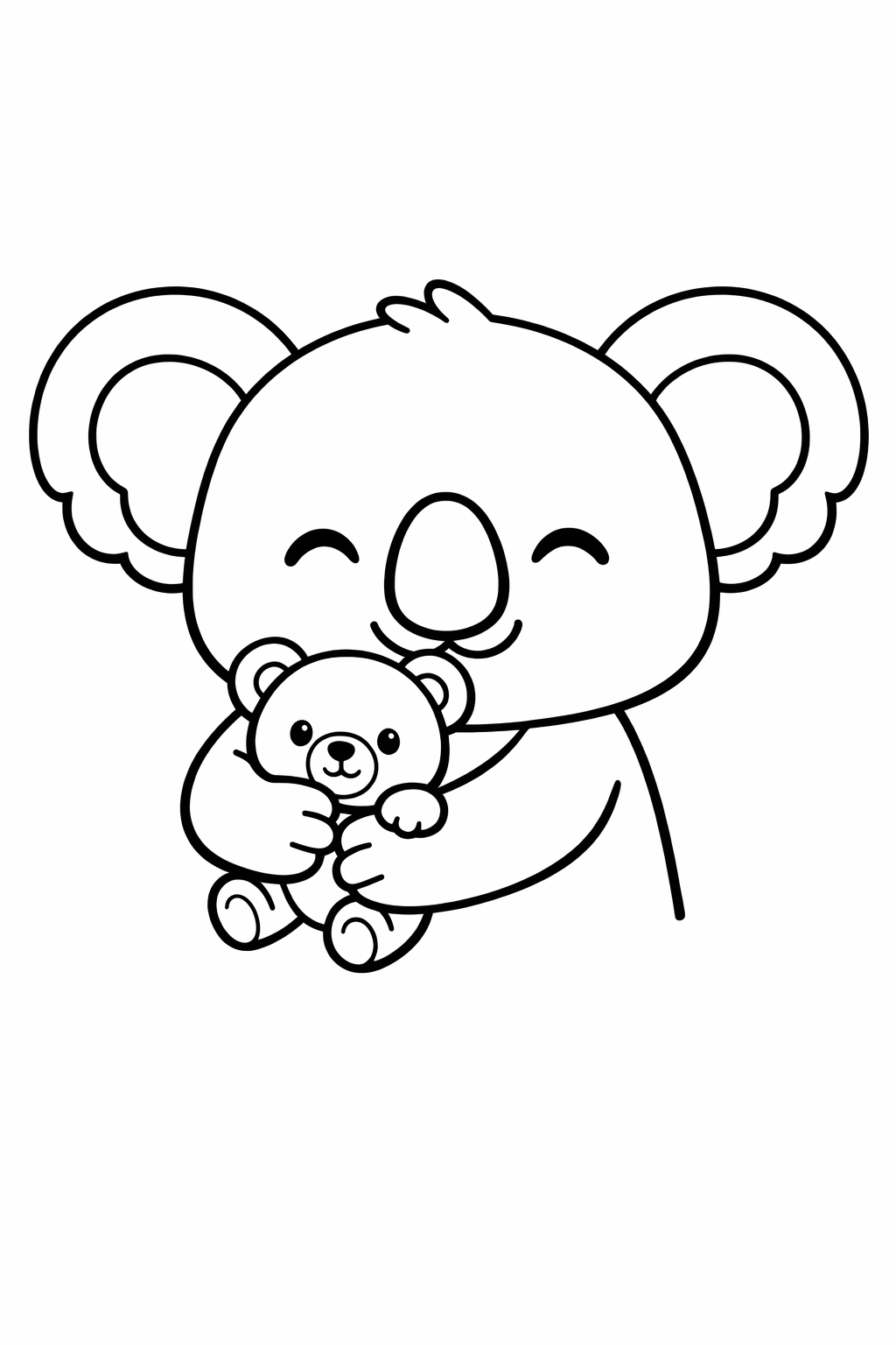 Koala hugging a small teddy bear.
