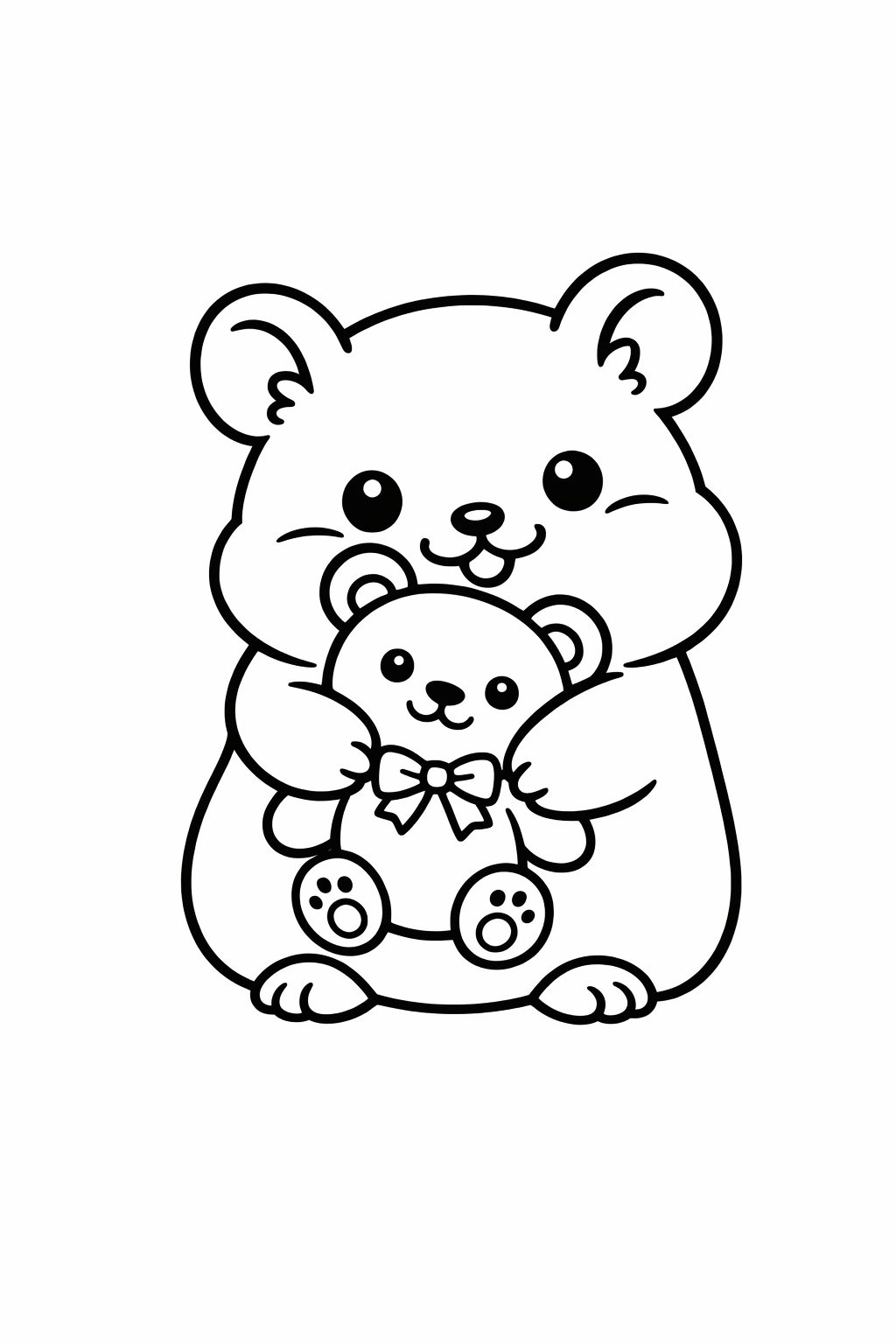 Hamster hugging a teddy bear