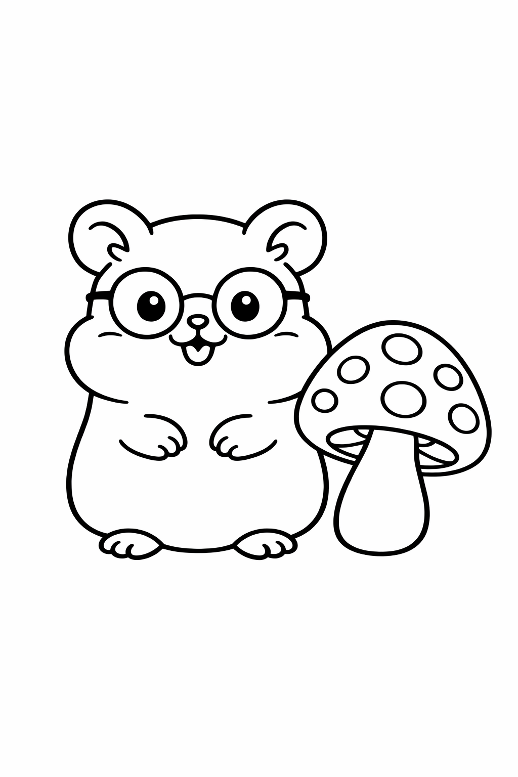 Hamster next to a mushroom