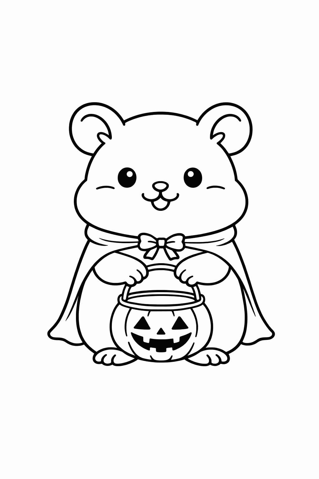 Halloween hamster with a pumpkin bucket