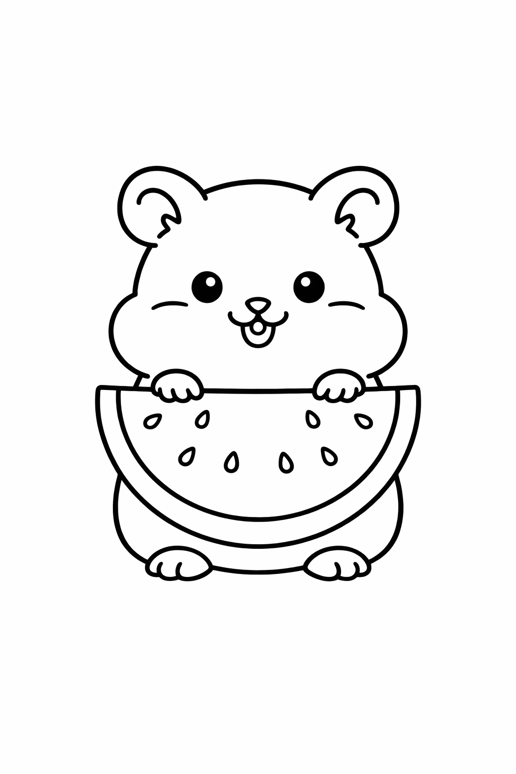 Summer hamster with a watermelon slice