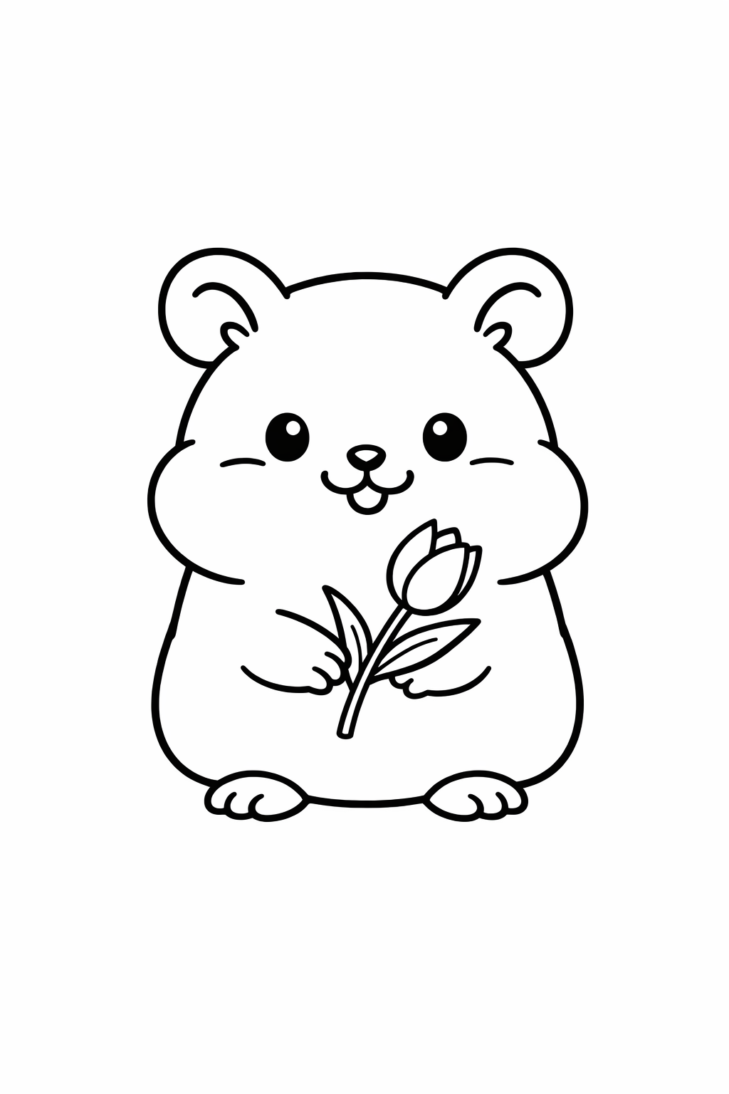 Spring hamster with a tulip