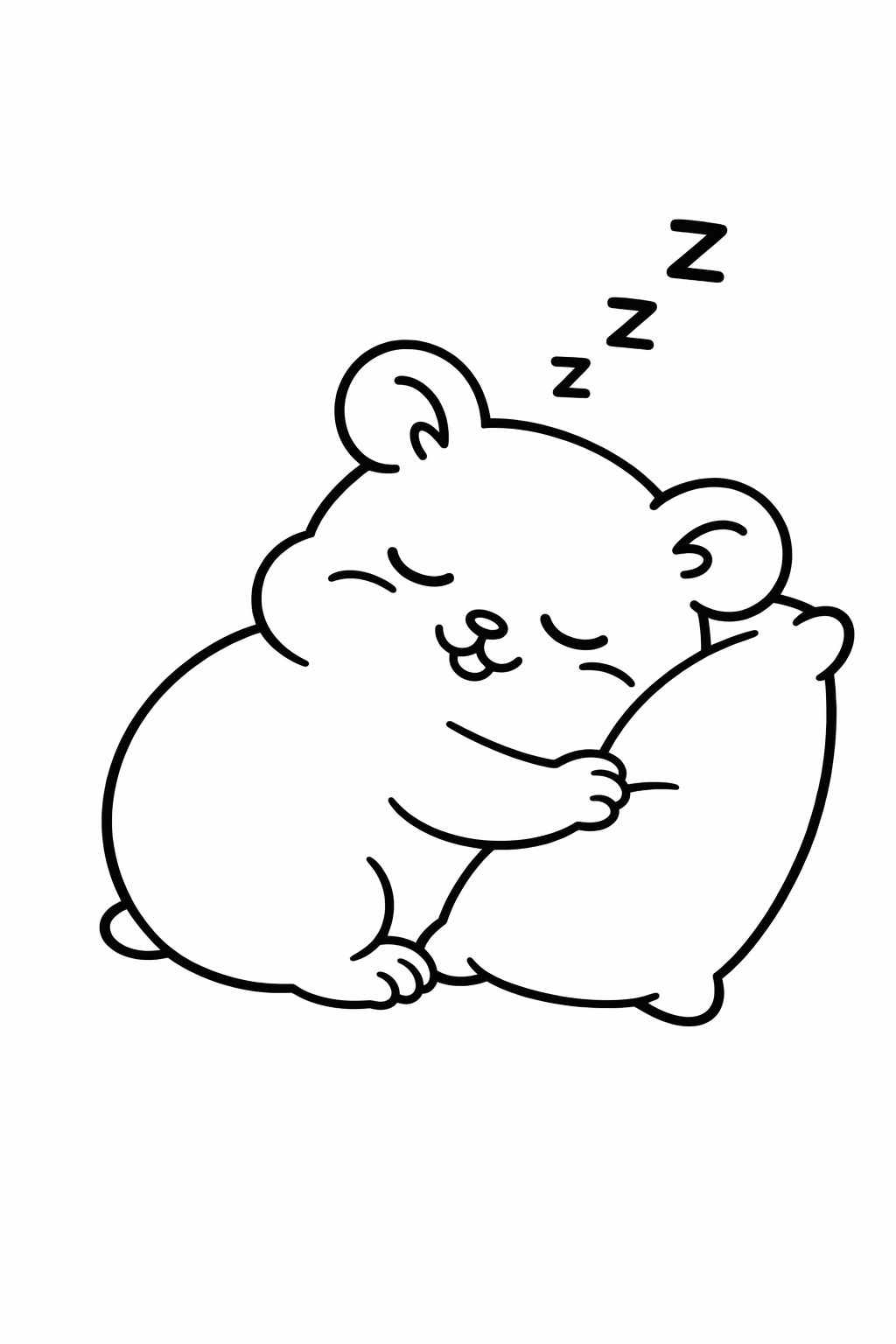Sleeping hamster with a pillow