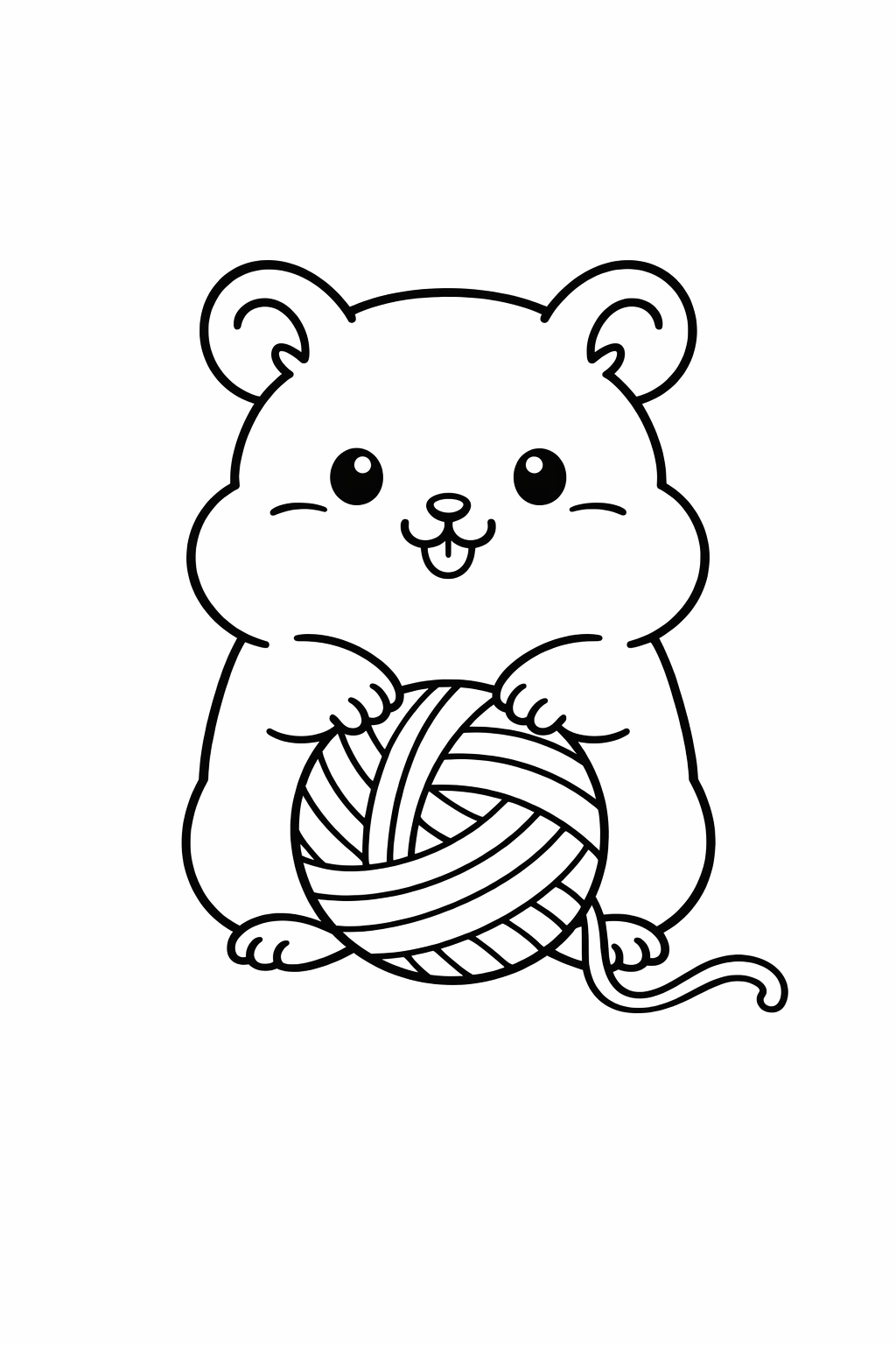 Hamster playing with yarn