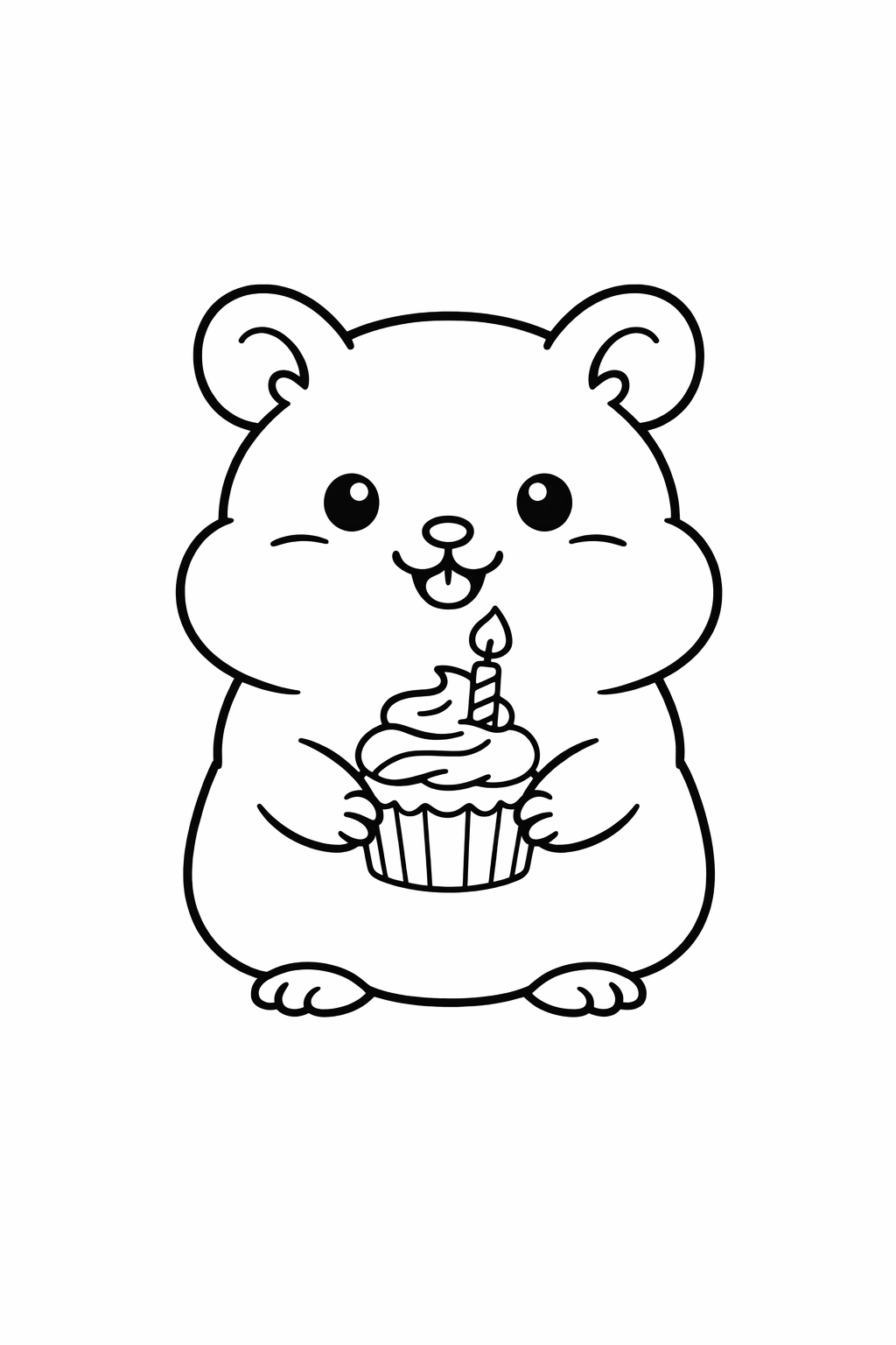 Hamster with a birthday cupcake