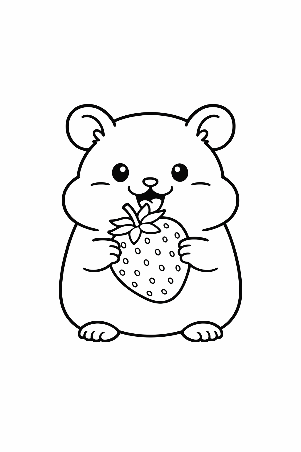 Hamster eating a strawberry