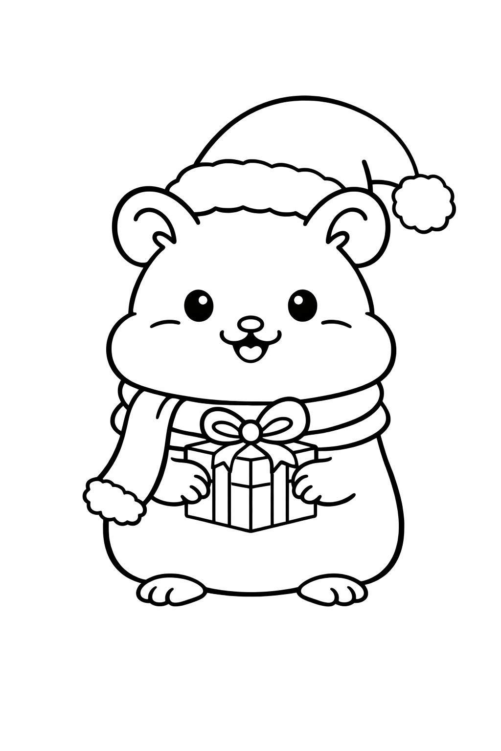 Christmas hamster with a gift
