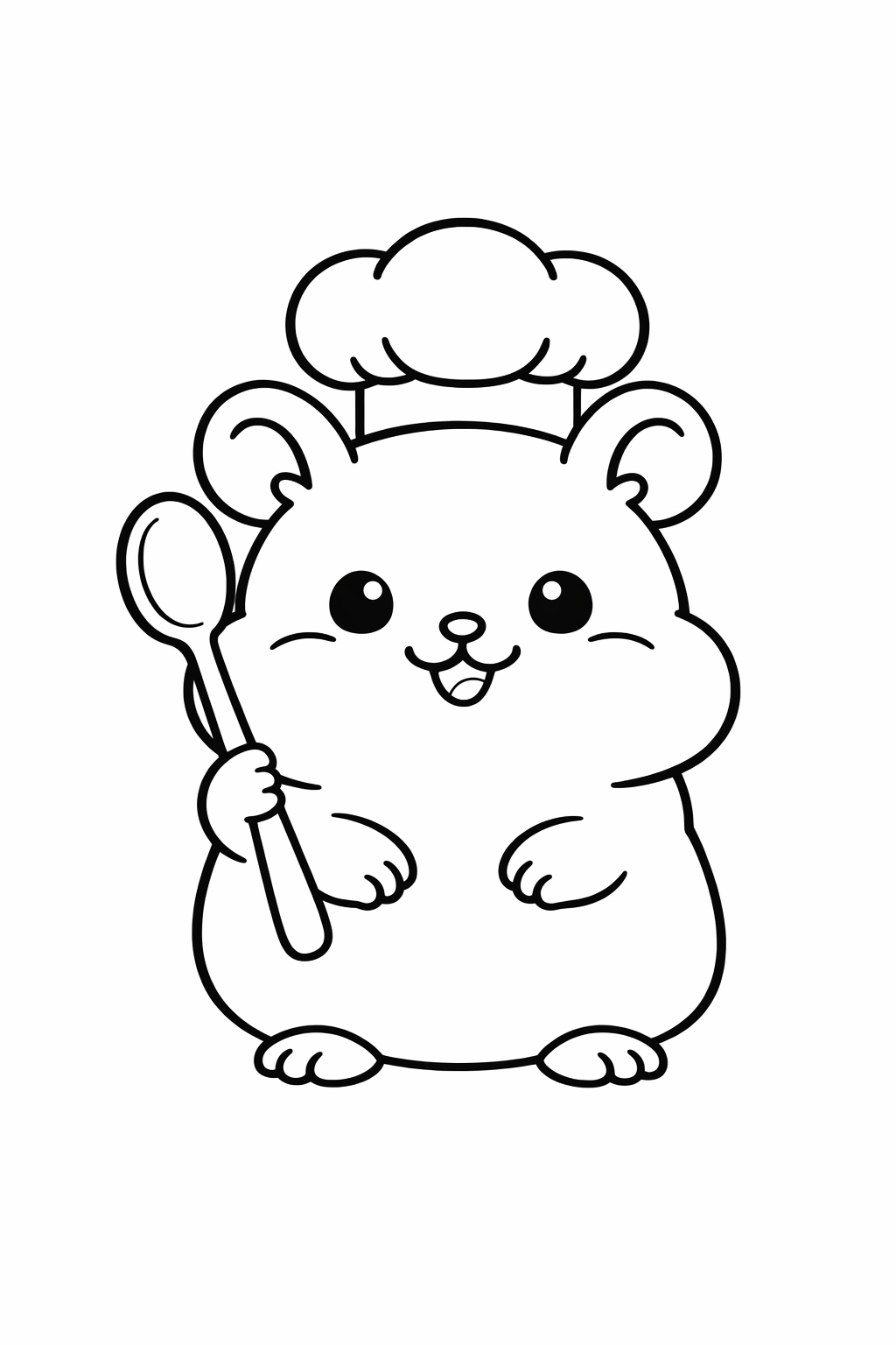 Hamster chef with a spoon