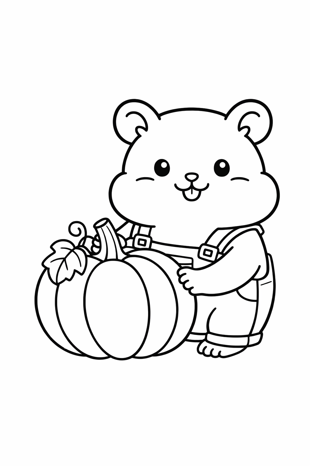 Hamster farmer with a pumpkin
