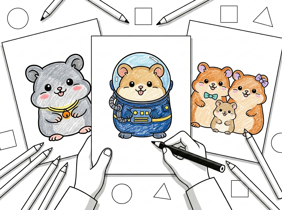 39 Easy Hamster Coloring Pages Printable for Kids preview