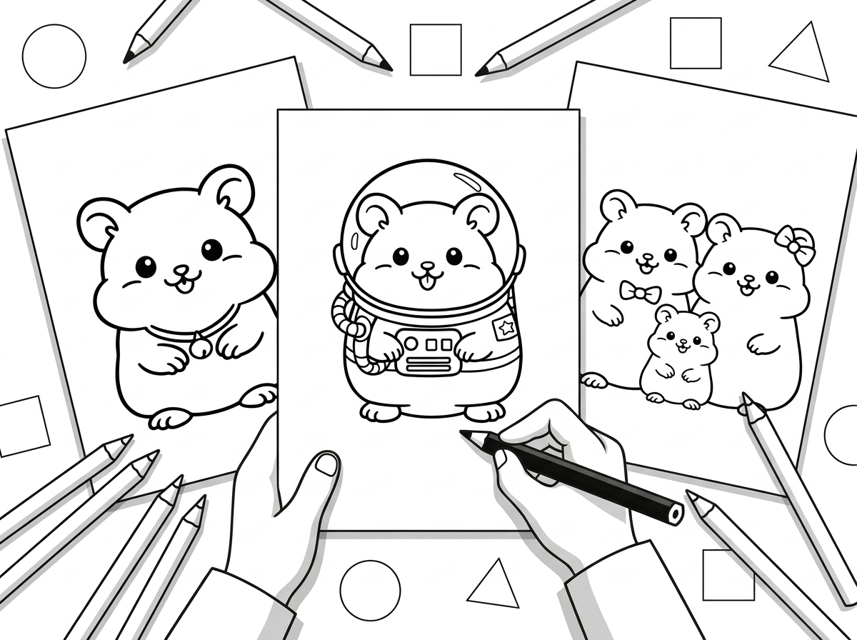 39 Easy Hamster Coloring Pages Printable for Kids hero image before