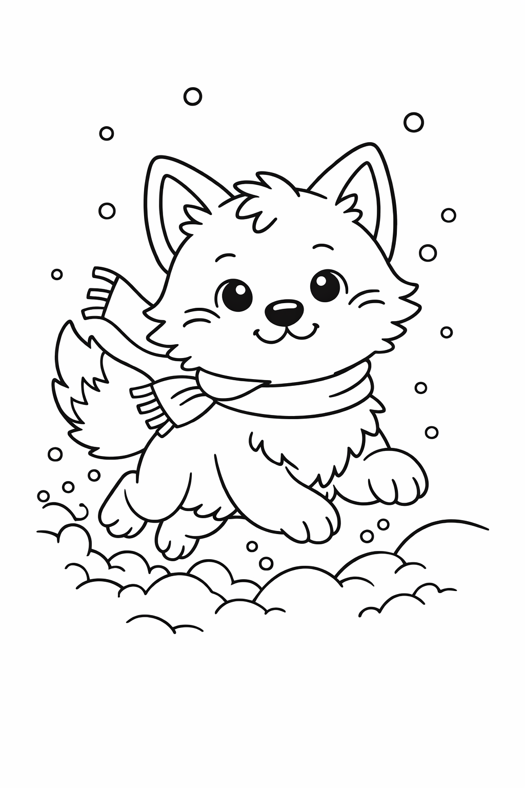 Wolf Cub Running Through Snow