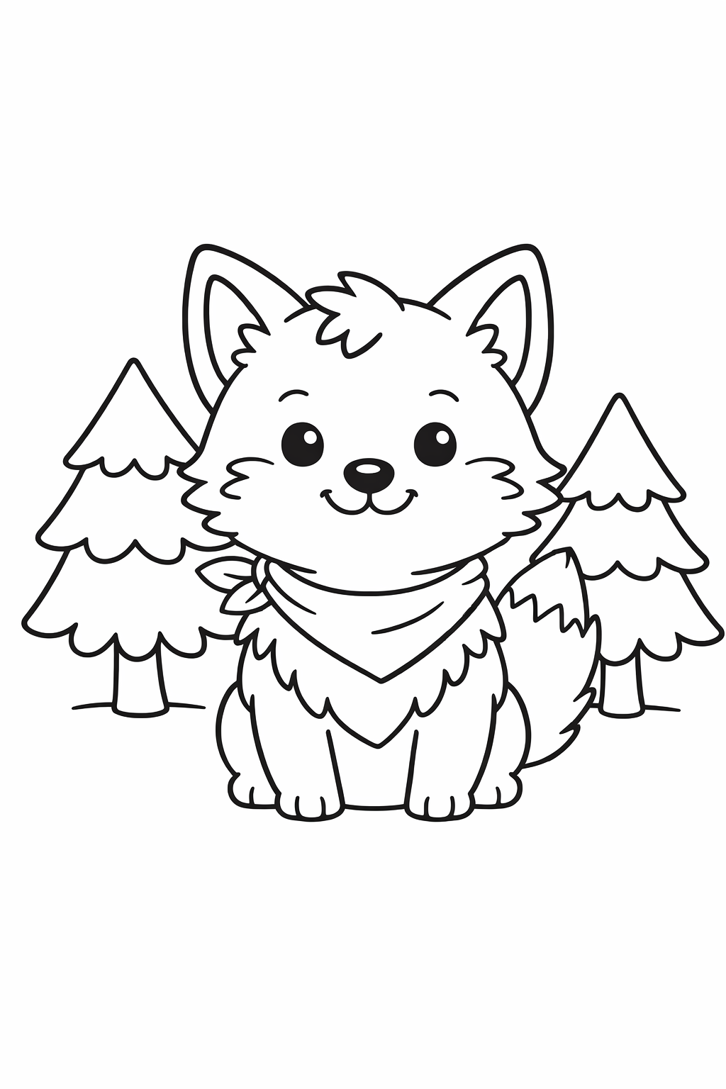 Friendly Wolf Near Pine Trees