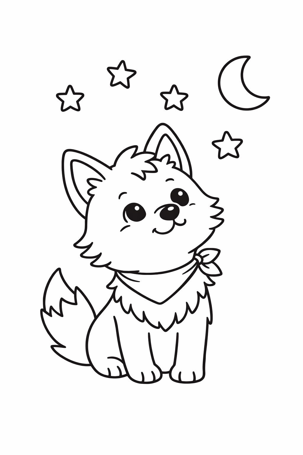 Wolf Cub Looking at the Stars