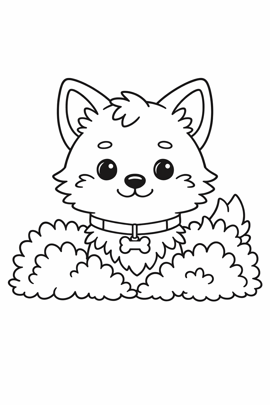 Wolf Cub Peeking from Bushes