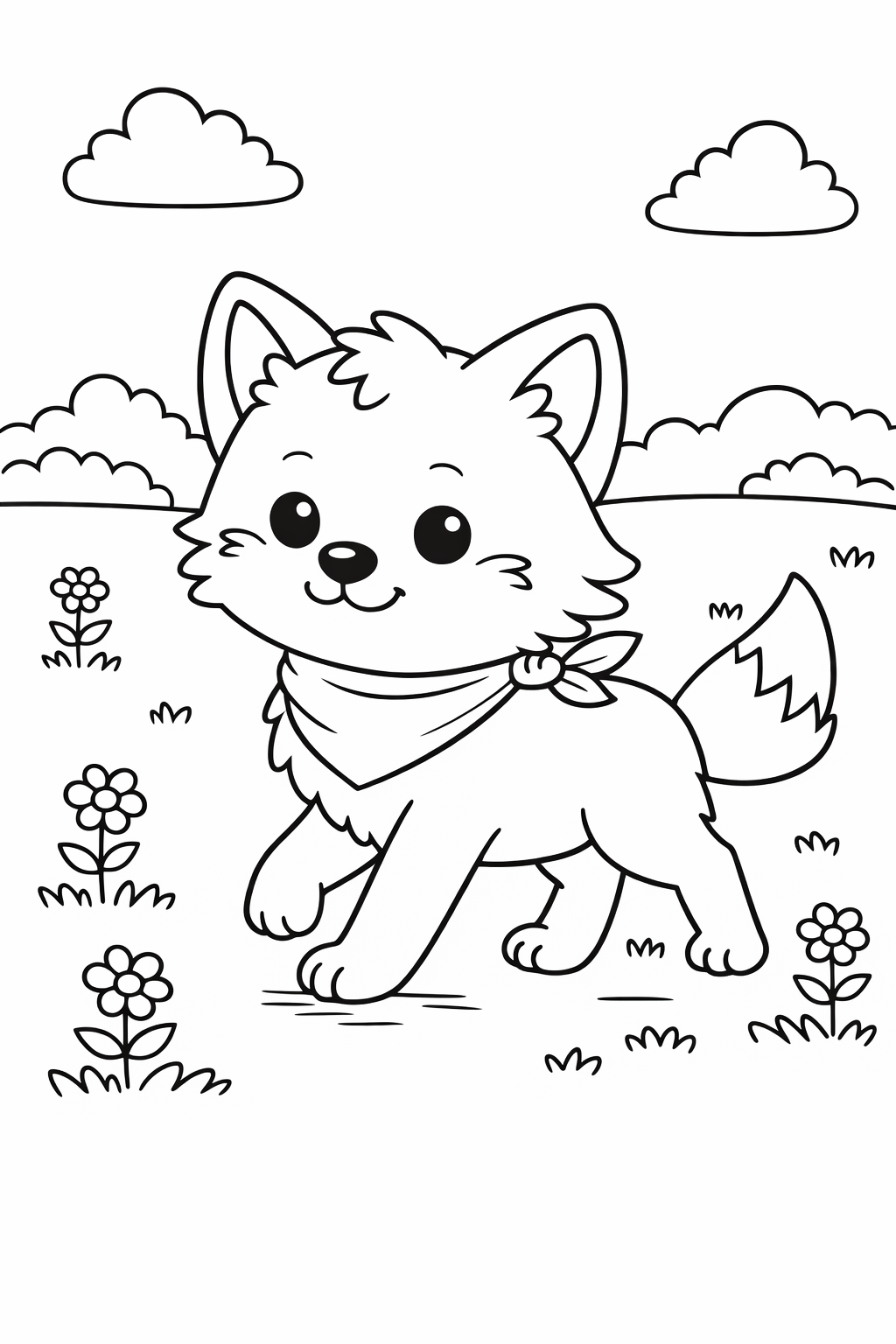 Wolf Walking Across a Meadow