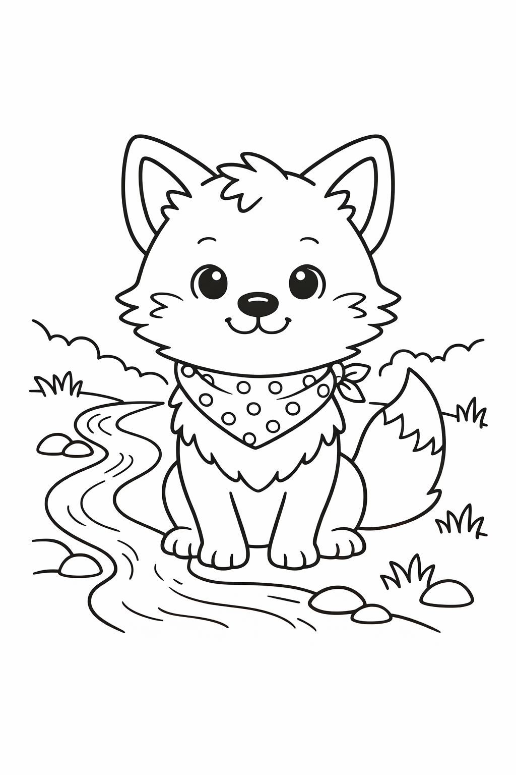 Gentle Wolf by a Small Stream