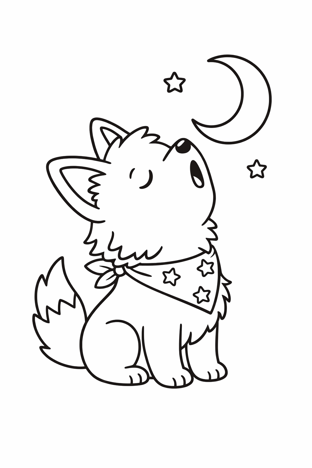 Baby Wolf Howling at the Moon