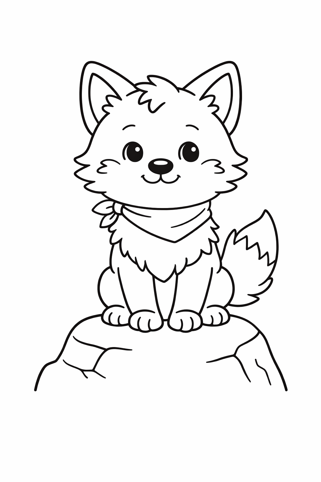 Wolf Cub Sitting on a Rock