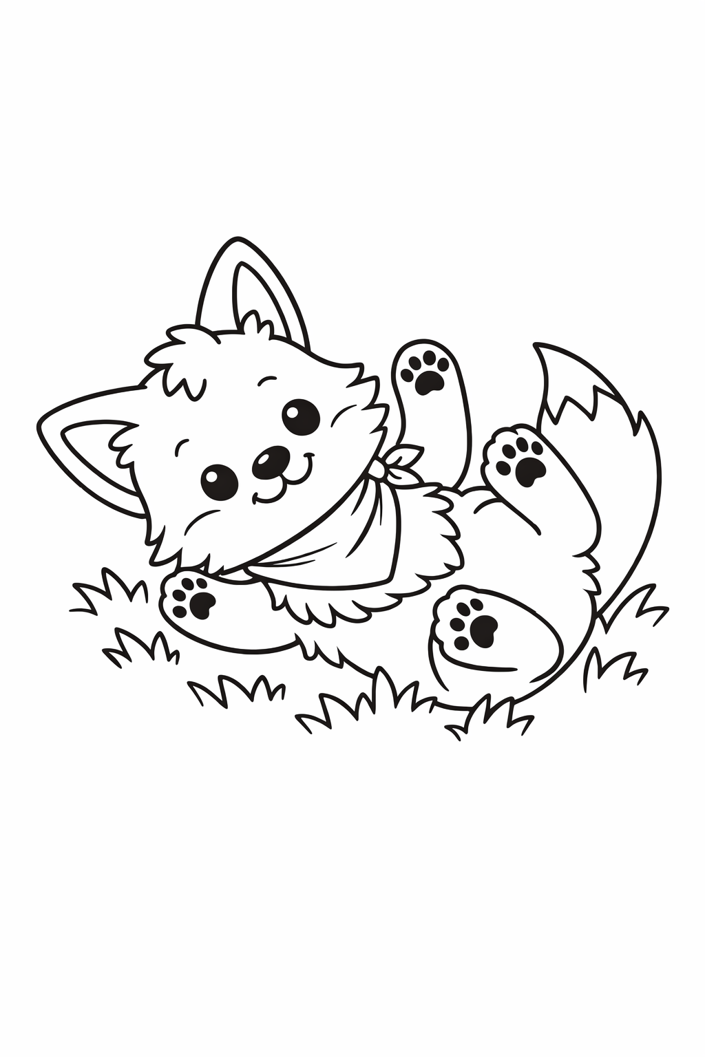 Baby Wolf Rolling in the Grass